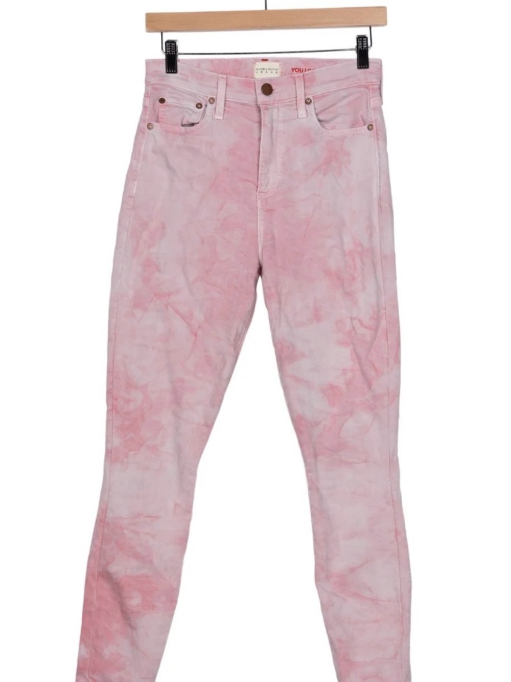 Alice + Olivia Pink Tie-Dye Skinny Jeans